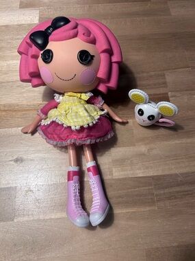 LALALOOPSY/ CRUMBS SUGAR COOKIE Pink Hair Black Bow Dress Shoes 2009 12" Doll!